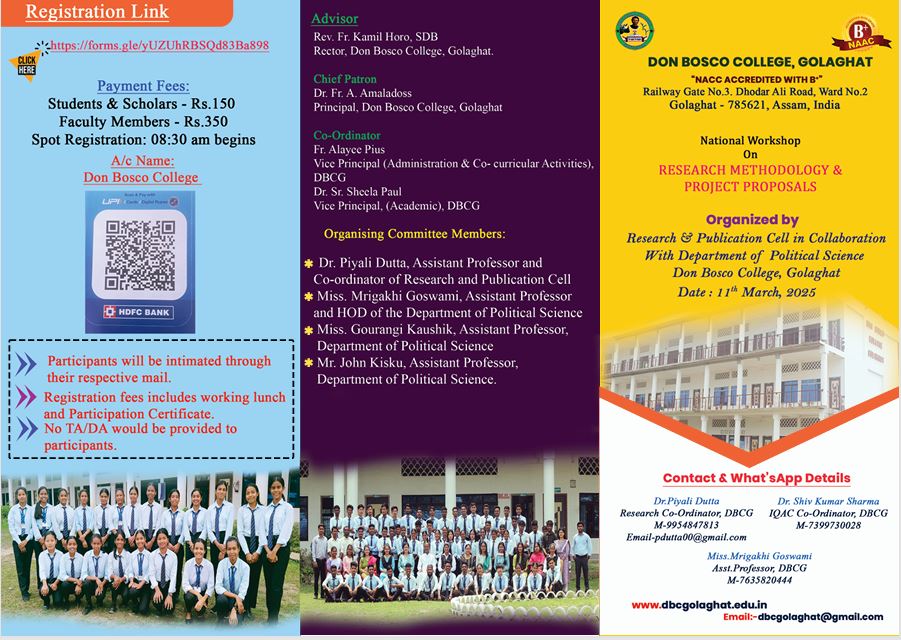 A One Day National Workshop on Research Methodology and Proposals was organized by Don Bosco College Golaghat 